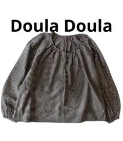 Doula Doula ギンガムチェックふんわりプルオーバー　黒×モカベージュのサムネイル