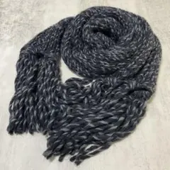 新品 / ネイビー × グレー ミックス ニット マフラー