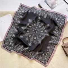 少し訳あり⭐大判スカーフ バックチャーム バッグスカーフ ペイズリー ブラック