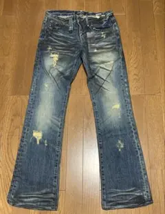 [00s CAVARIA] グランジ ヒゲ加工 ブーツカット デニムパンツ 44のサムネイル