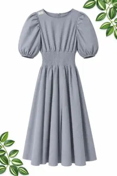 tocco closet パフスリーブ ロング ワンピース ブルーグレー