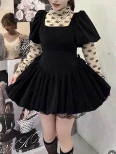 puffsleeve balloon mini one piece(Black) - メルカリ