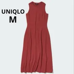 【美品】ユニクロ　UNIQLOコットンブレンドニットワンピース　赤 タグ付き