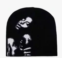ニット帽 ビーニー ブラック グラフィック