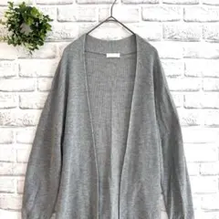 アースミュージックアンドエコロジー★ロングカーディガン（F）グレー 薄手 羽織