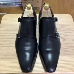 マグナーニ41 新古品　ダブルモンクストラップ レザーシューズ ブラックのサムネイル