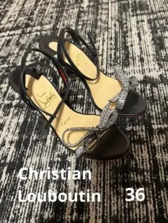 お値下げChristian Louboutin ブラック リボン　サンダル　36