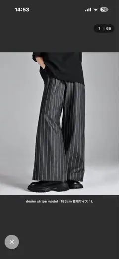 ストライプパンツ　デニムスラックス ワイドパンツ　ADRERのサムネイル