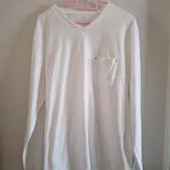 TKホワイト Vネック 長袖カットソー