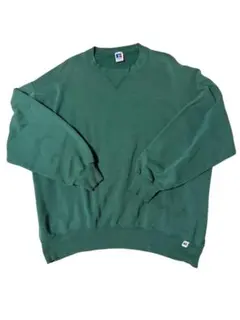 90s USA製 ラッセルアスレチック 前V 無地スウェット グリーン XXL