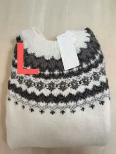 新品 UNIQLO フラッフィクルーネックセーター オフホワイト Ｌ ユニクロ