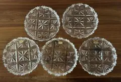 昭和レトロ　アンティーク　ノリタケ　未使用　クリスタル 雪華 ガラス皿　5枚