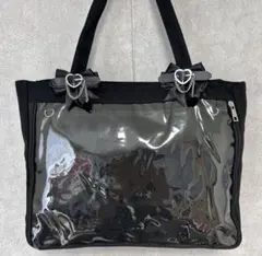 訳あり　痛バッグ 黒　リボン ブラック 痛バ 推し活 クリア　ヲタ活　量産型