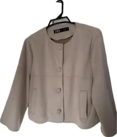 ZARA ノーカラージャケット ベージュ S