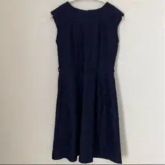 レース ノースリーブ ネイビー ワンピース