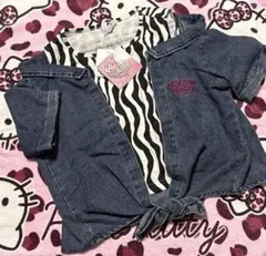 処分前価格‼️キティちゃん☆デニム重ね着トップス