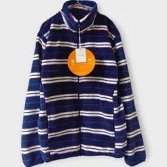 タグ付き／フリースジップジャケット ネイビー×レッド