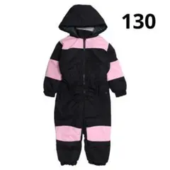 ジャンプスーツ 女の子 キッズ 子供 耐水圧5,000mm ブラック 130