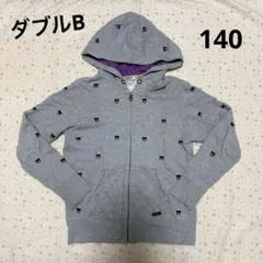 ミキハウス ダブルB パーカー ☆ 140 グレー 総柄 刺繍 ジャンバー