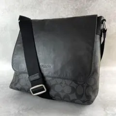 美品⭐️COACH メッセンジャーバッグ シグネチャー レザー ブラック