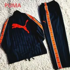 3点セットPUMA ピンク デカロゴ ジャージ上下セット y2k ネイビー 希少