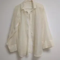 アイボリー 長袖シアーシャツ　ナイスクラップ