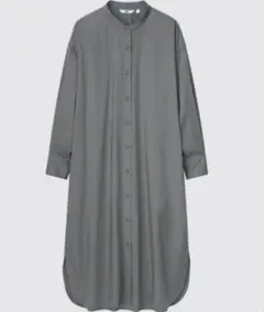 UNIQLO コットンギャザーロングシャツワンピース 長袖 リラックスシルエット