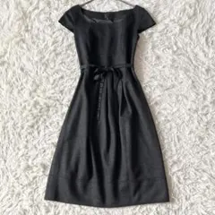 アンタイトル　アンゴラ混　ウールワンピース　半袖　膝丈