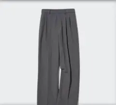 【美品】ユニクロ　タックワイドパンツ　ツータック　グレー　S