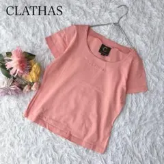 【M】クレイサス　半袖Tシャツ　カットソー　刺繡ロゴ　ピンク　Uネックのサムネイル