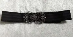 axes femme アクシーズファム ゴムベルト 黒 蝶 バラモチーフ