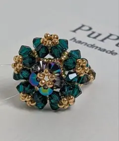 スワロフスキー　ハンドメイド♡フラワーリングNo.3