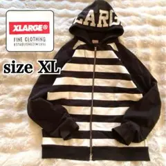 X-LARGE エクストララージ 厚手 ジップアップ パーカー ボーダー XL