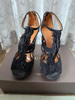 GUCCI フリンジ付き ブラック ハイヒール