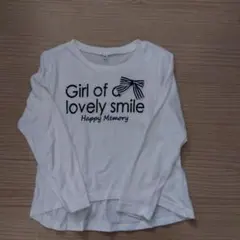 ホワイト長袖カットソー プリントデザイン