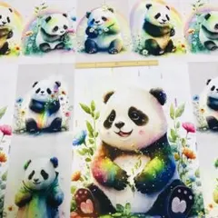 パンダパネル生地 ハンドメイド 両面パネルフラットポーチ - メルカリ