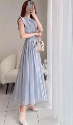 GRL 楊柳シフォンフリルフレアワンピース [k9123c]