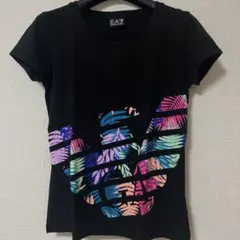 ⁠エンポリオアルマーニ EA7 Tシャツ S 黒 イーグルロゴ ボタニカル柄のサムネイル