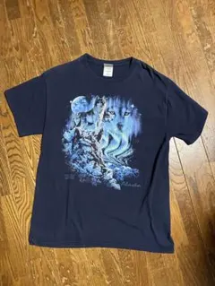 GILDAN ギルダン Alaska オオカミ プリントTシャツ ネイビー