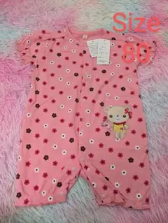 ❣️美品❣️可愛い花柄クマ刺繍ロンパース 80