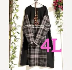 6006新品⭐️4L＊チェック切替が可愛いワンピース大きいサイズ