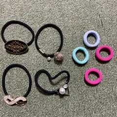 ヘアゴムのセット(透明なゴムと黒リボンのおまけ付)