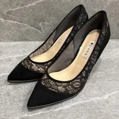 【美品】DIANA ポインテッドトゥ スエード レース 結婚式 パーティ