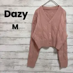 【Dazy】シーイン　カーディガン　ニット（M）ショート丈　ピンク　可愛い✨