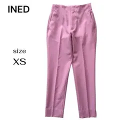 美品 イネド 定番 美脚 テーパード パンツ ピンク 5号 XS センタープレスのサムネイル