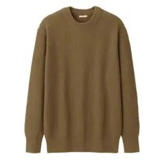 【美品】GU ウォッシャブルコットンアゼクルーネックセーター M