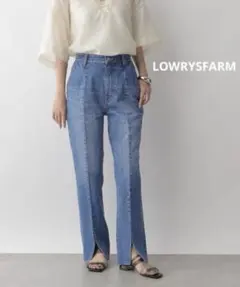 ◆ LOWRYS FARM ＣＯＮＥフロントスリット フレア デニムパンツ M