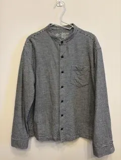MUJI 無印良品 フランネル ギンガムチェックシャツ スタンドカラー S