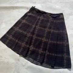 【限定セール】美品 UNTITLED チェック柄 プリーツミニスカート 秋冬