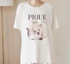 ジェラートピケ【接触冷感】ファッションCATS&DOGSワンポイントTシャツのサムネイル